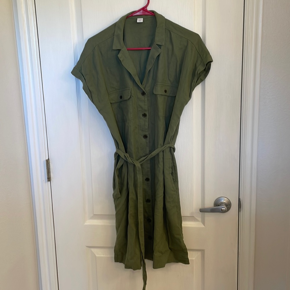 Utility shirt-dress with belt tie
